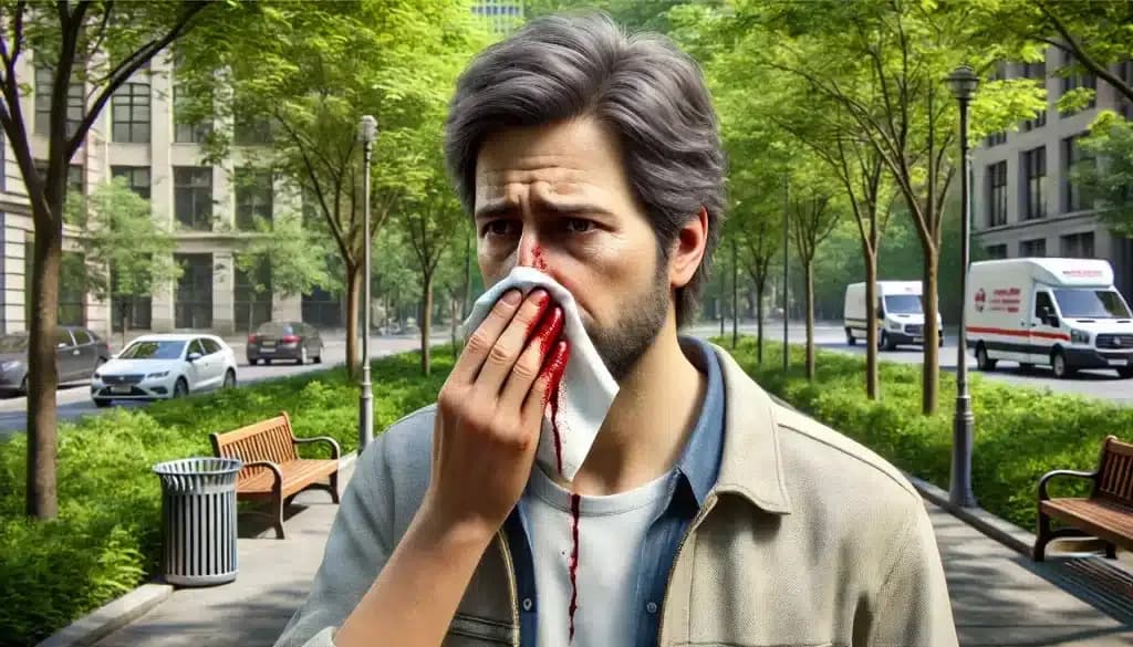 DALL·E-2024-06-29-10.37.26-A-photorealistic-image-of-a-middle-aged-man-experiencing-a-nosebleed-focusing-solely-on-the-nosebleed-without-any-other-injuries.-He-is-outdoors-in-1-1024x585.webp